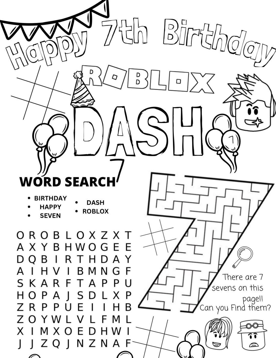Custom Activity Sheet; Custom Birthday Coloring Sheet; Kids Coloring