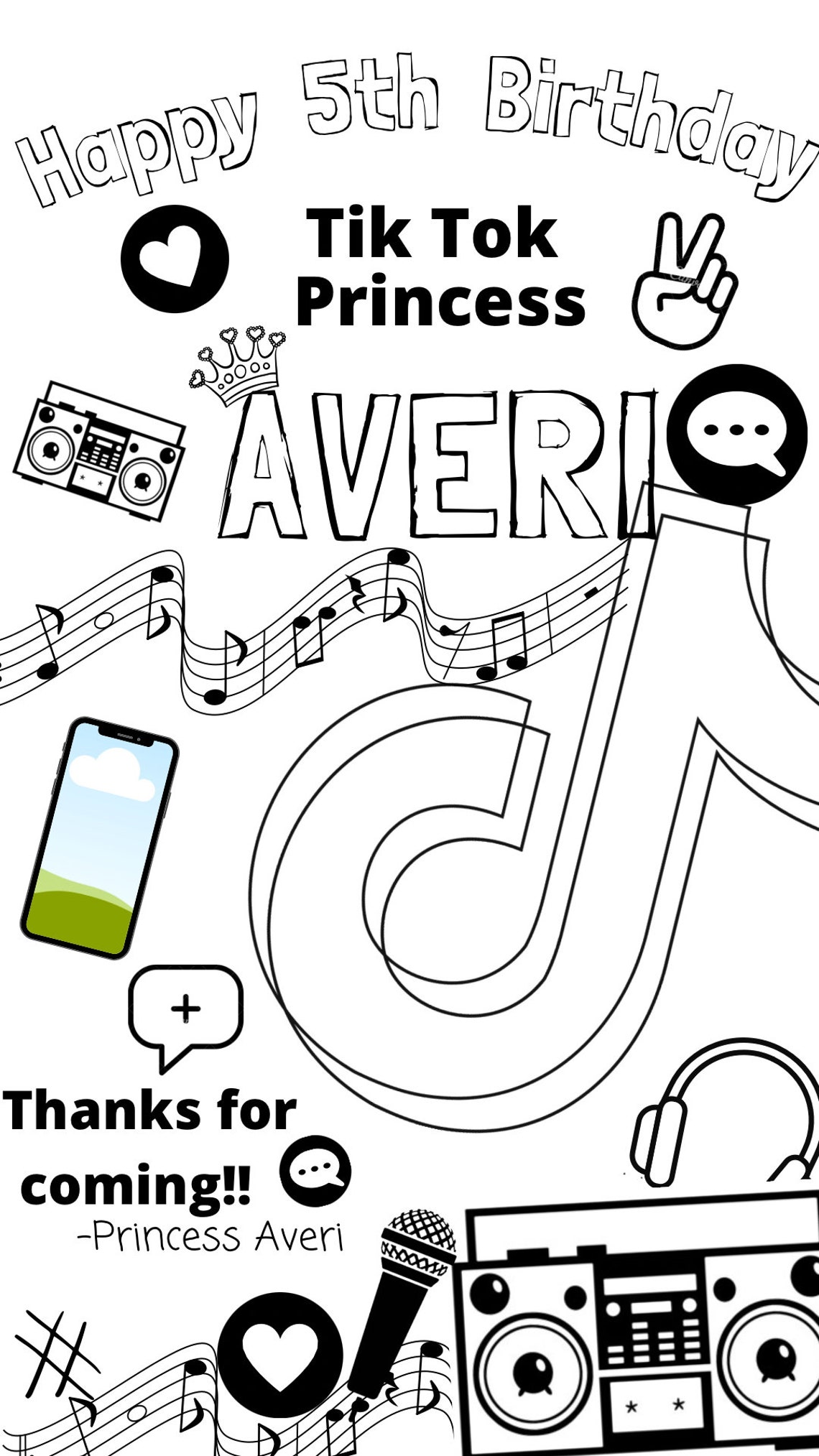 Custom Activity Sheet; Custom Birthday Coloring Sheet; Kids Coloring