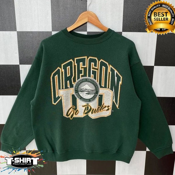 Vintage 90s University Of Oregon Sweatshirt, Jumper Oregon Go Ducks Football Crewneck, Big Logo University Of Oregon Shirt