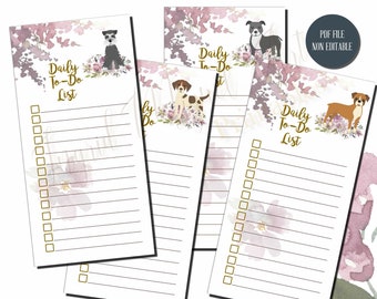 Daily To-do List - Daily Cards, Our Doggie 2, Daily to-do list, printable, Stationery, PDF non editable, instant download Diy/cards-001