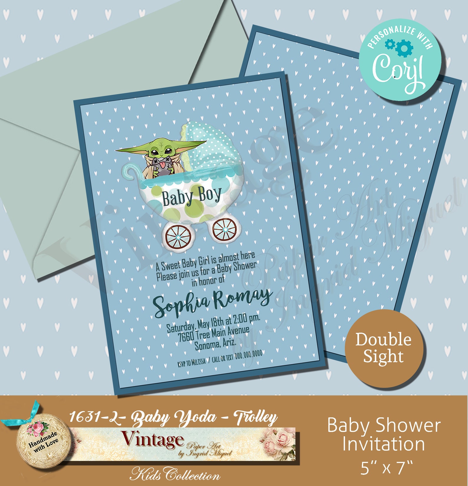 Baby Yoda Baby Shower Invitation, Baby Shower, Invitation, Editable and