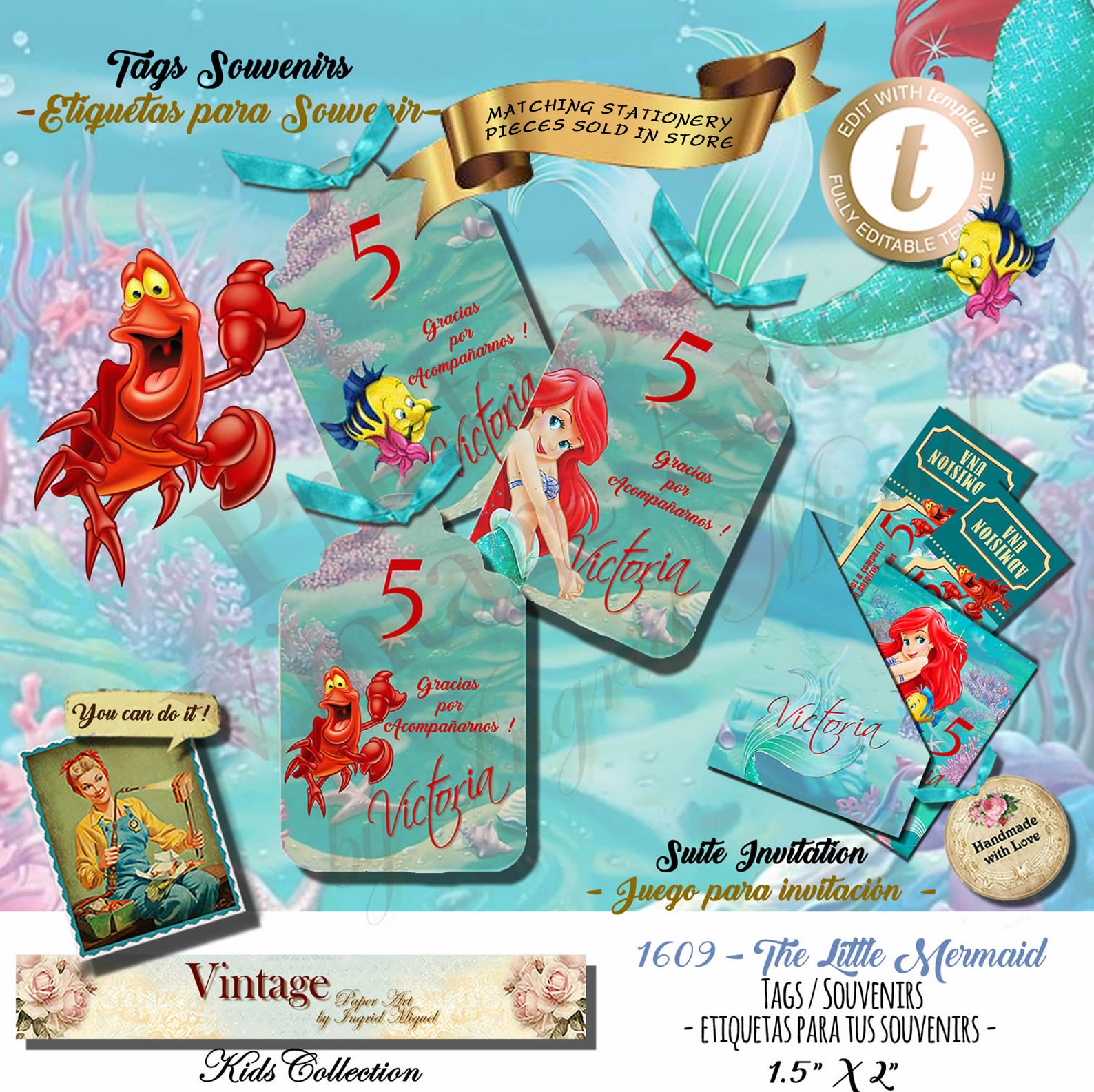 Little Mermaid Ticket Reception Mermaid l BIRTHDAY party Etsy España