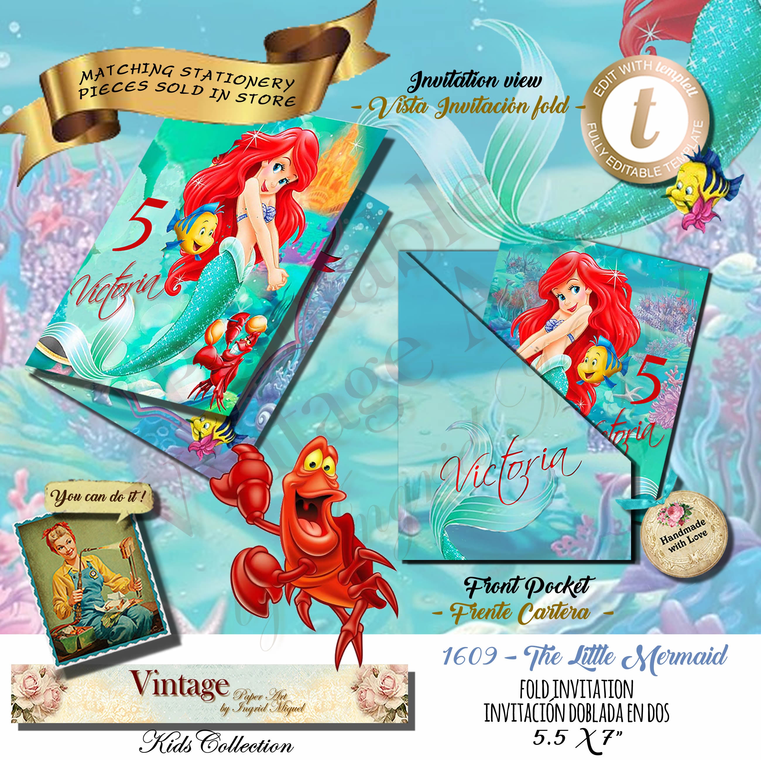 Little Mermaid Ticket Reception Mermaid l BIRTHDAY party Etsy España