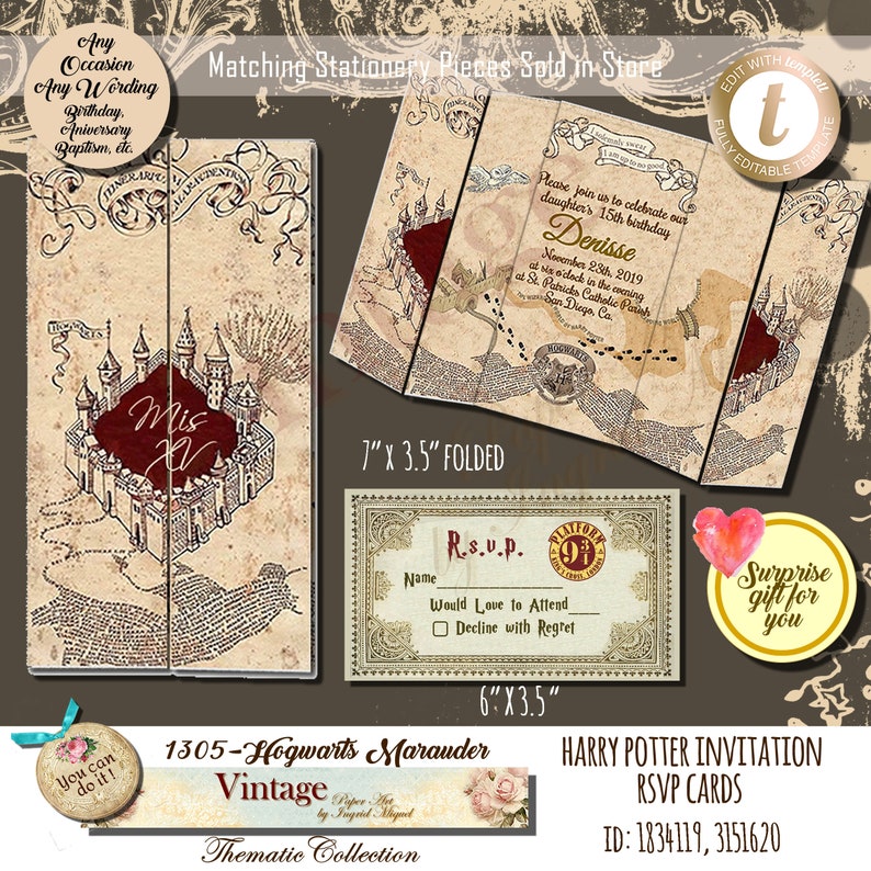 envelope hogwarts instant download non editable harry etsy