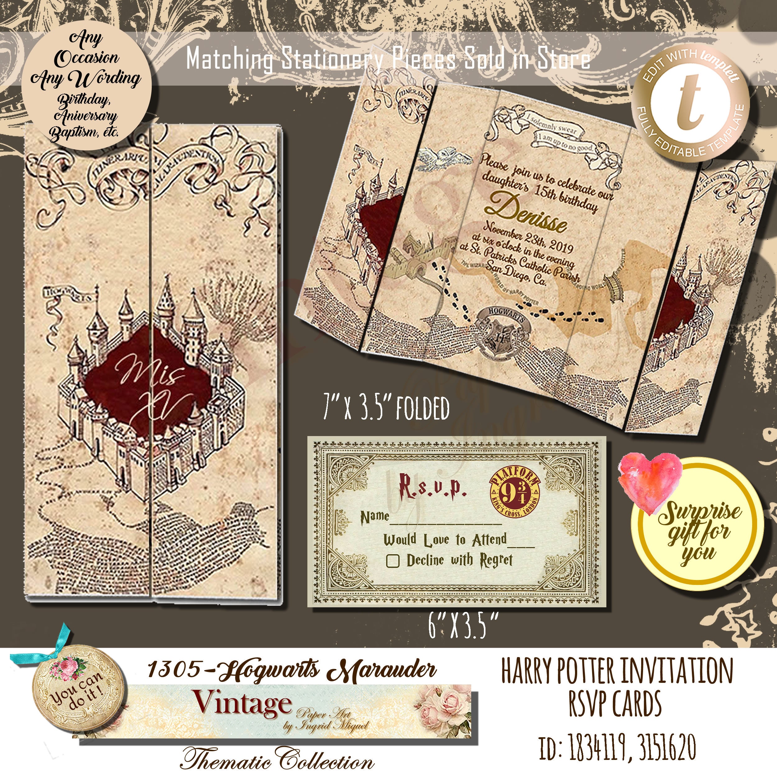 Envelope Hogwarts / Instant Download non editable Harry | Etsy