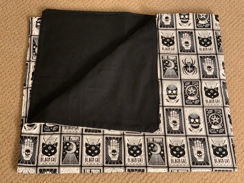 Soft Cotton gothic witch Baby Blanket spooky cat goth black