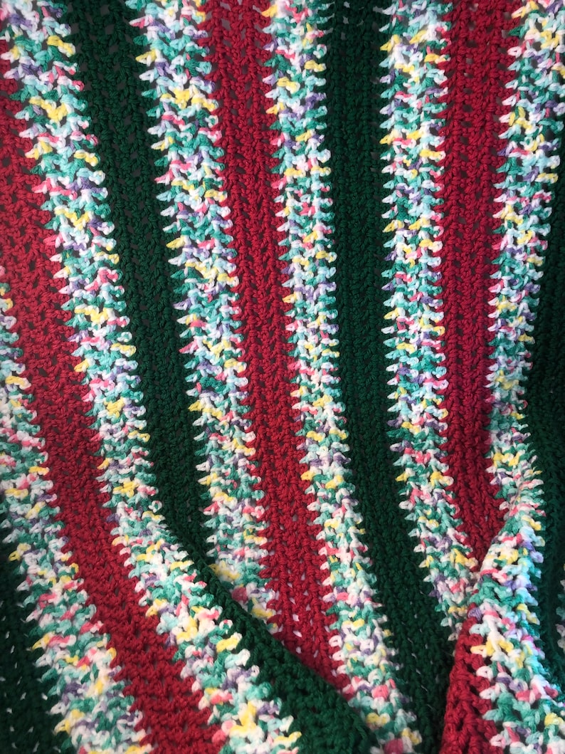 Crotchet Multi-colored Throw Blanket Vintage