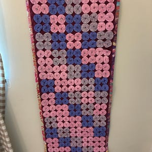 Chemin de table vintage fait main Yo Yo Quilt