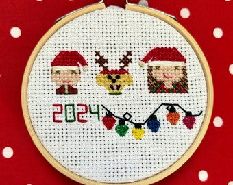 Custom Cross Stitch Portrait Ornament