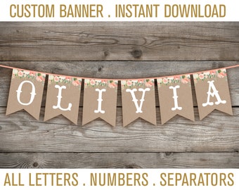 Banner personalizzato personalizzato banner personalizzato partito decorazioni personalizzate compleanno banner nuziale doccia banner stampabile download Custom evento Banne