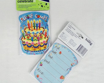 Children's pack of 8 invitation cards for birthday party, birthday cake, birthday invitations