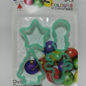 Set of 4 Plastic Christmas Cookie cutters, kids baking, christmas decorations, Christmas baking, shape cutters
