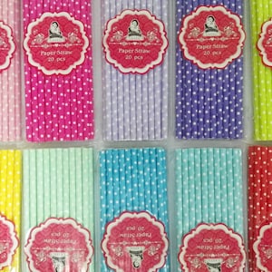Pack de 20 pajitas de papel, pajitas de fiesta, bodas, baby shower, cumpleaños temático de color, suministros para fiestas, PICK YOUR COLOUR