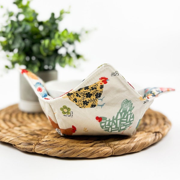 Chicken Floral Reversible Bowl Holder Bowl Cozy