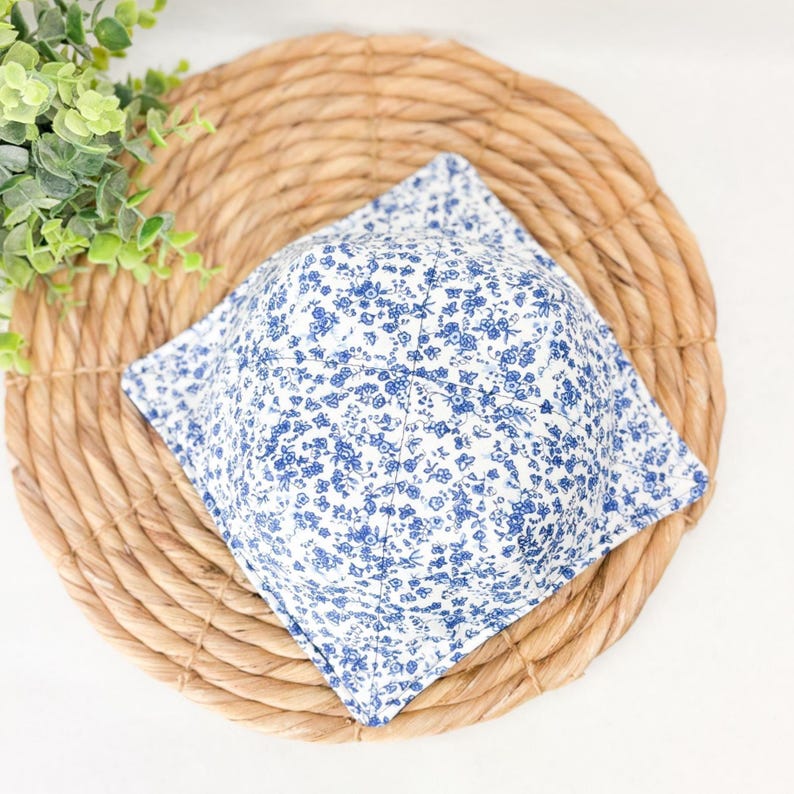 Navy White Floral Dot Reversible Bowl Holder Bowl Cozy