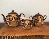 Vintage Porcelain Moriage Geisha Tea Service