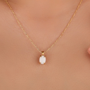 Silver White Opal Necklace, Fire Minimal Opal Necklace, Real Raw Opal Stone Pendant Jewerlry, Genuine Opal Gold Necklace, Women Gift for her
