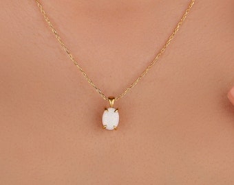 Silber Weiße Opal Halskette, Feuer Minimal Opal Halskette, Echter Roh Opal Stein Anhänger, Echte Opal Gold Halskette, Frauen Geschenk für sie