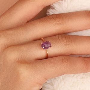 Bague en améthyste violette argentée, bague en pierre violette dorée, bague en améthyste faite à la main plaqué or, bagues en améthyste argentée cicatrisante, bague de tous les jours, cadeau