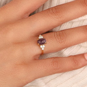 Gold Purple Amethyst Ring, Engagement Purple Stone Ring, Handmade Amethyst Ring Gold, Healing Silver Amethyst Rings, Everyday Ring, Gifts