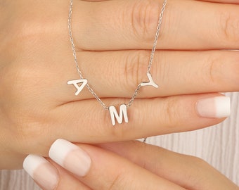 Personalized Silver Letter Necklace, Initial Letter Necklace, Letter Name Gold Necklace, Dainty Minimalist Necklace, Special Christmas Gift