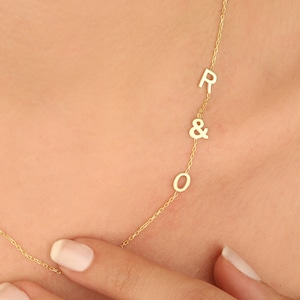 Sideways Letter Necklace, Personalized Letter Necklace, Initial Letter Name Gold Necklaces, Dainty Minimalist Necklace, Christmas Gift