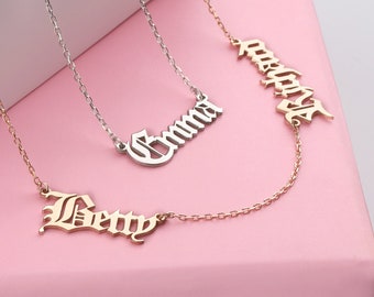 Family Customization Special Name Necklace, Personalized Old English Name Necklace, Custom Family 1,2,3 Name Necklace, Christmas Gifts