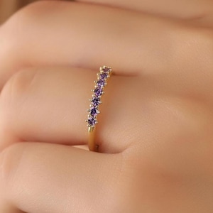 Amethyst Ring Gold Unique Ring Jewelry, Dainty Minimalist Purple Stone Ring, February Birthstone Amethyst Statement Ring Birthstone Rings