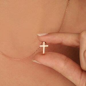 Initial Cross Religious Silver Necklace, Plain Cross Necklace, Dainty Religious Cross Necklace, Tniy Pendant Silver Necklace, Christmas Gift