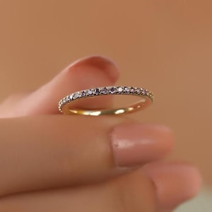 Modern Amethyst Gold Eternity Ring, Dainty Minimalist Purple Stone Ring, February Birthstone Amethyst Statement Ring Custom Birthstone Ring