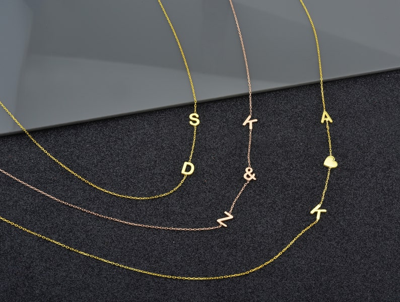 Minimal Accessories Necklace Personalized Custom Letter Necklace Letter Jewelry Girl Mom Gift Jewelry Tiny Sideways Letter Name Jewelry