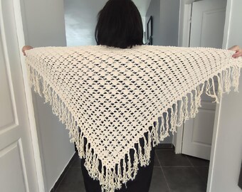 Handgemaakte sjaal in boho-stijl, 100% katoen