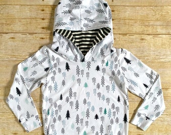 Tree Print Hoodie - Kids Unisex Hoodie - Toddler Boy Hoodie - Baby Hoodie - Nature Hoodie