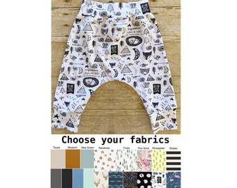 Kids Harem Pants - Loungewear -  Kids Trousers - Handmade Clothing