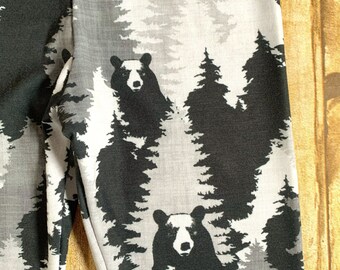 Bear Print Leggings - Lightweight Leggings - Gymnastic Leggings - Kids Unisex Leggings - Nature Print Leggings