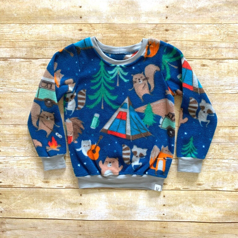 0-10 years Fleece Camping Sweater / Kids Fleece Sweatshirt / Kids Winter Clothing / Unisex Kids Clothing image 2