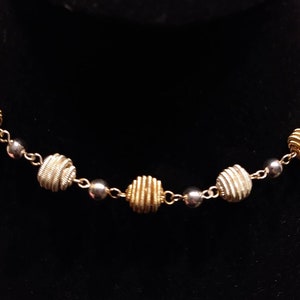 Vintage SIGNED TRIFRI CROWN  Gold & Silver Wired Disco Ball Necklace