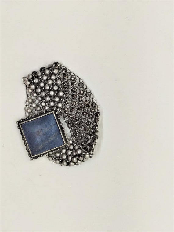 Vintage Lapis Lazuli Unpolished Stone in Silver T… - image 3