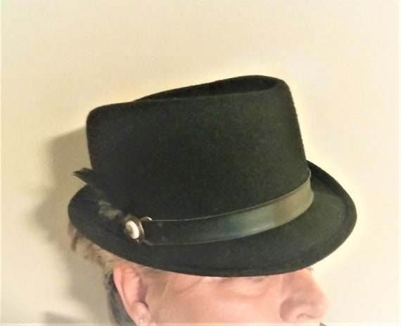 Vintage Italian Black WOOL Fedora Designer Hat Mo… - image 5