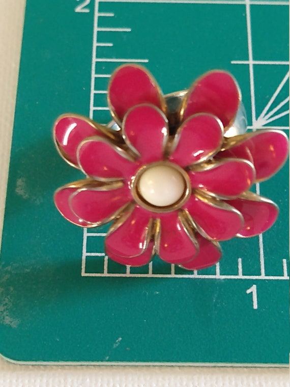 Vintage Enamel FLOWER POWER SET of A Pink Pair an… - image 9