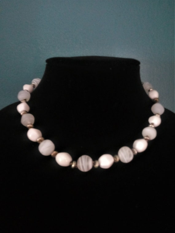 Vintage MONET Solid White and Translucent Swirls … - image 1