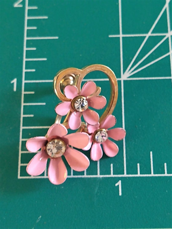 Vintage Enamel FLOWER POWER SET of A Pink Pair an… - image 5
