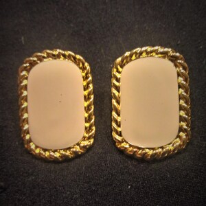 MONET Massive Creamy IVORY Cable Braid / Twisted Creoles Gold Tone Framing Poured Enamel Circa 80's Runway Courture
