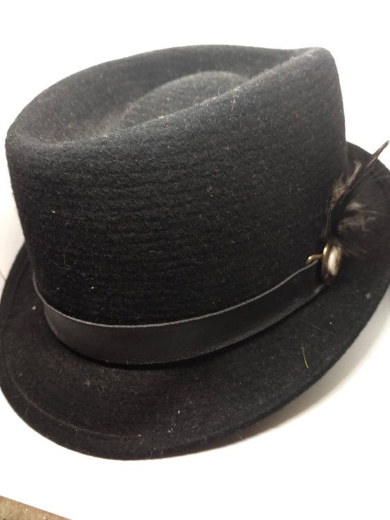 Vintage Italian Black WOOL Fedora Designer Hat Mo… - image 9