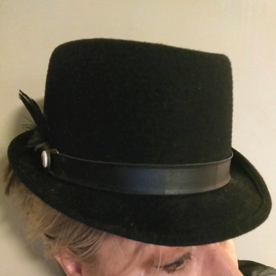 Vintage Italian Black WOOL Fedora Designer Hat Mo… - image 6