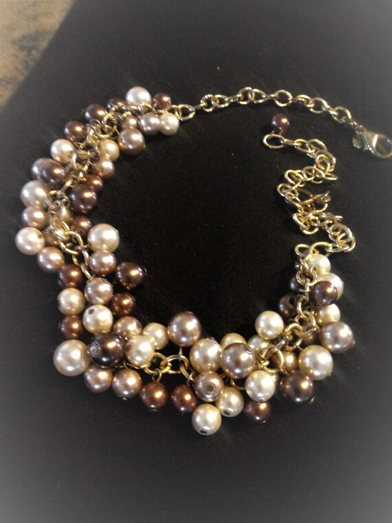 Download Layering Bundle Stacked Chico S White Champange And Bronze Faux Pearl Gold Tone Necklace
