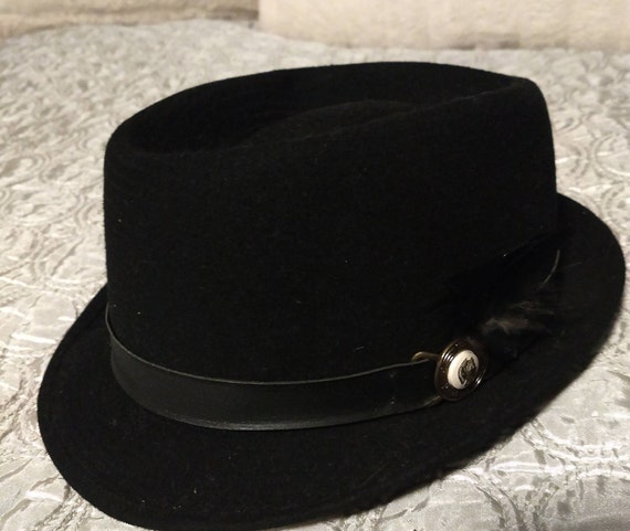 Vintage Italian Black WOOL Fedora Designer Hat Mo… - image 10