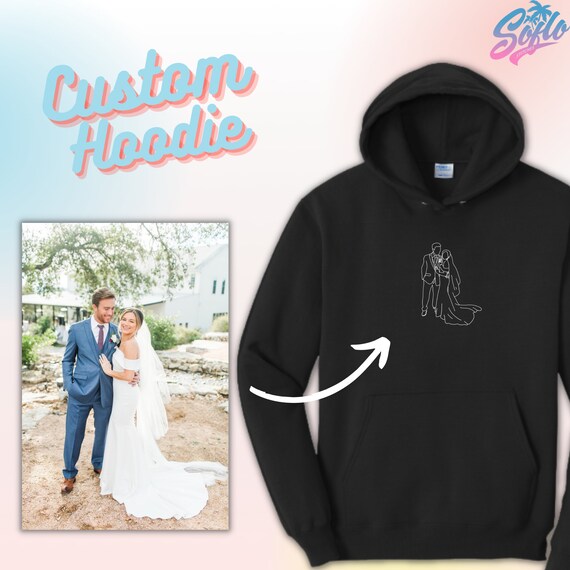 Embroidered by Photo Contour Lined Portrait Hoodie Embroidery