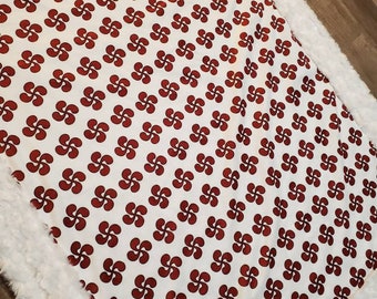 Red Lauburu on White Minky Blanket-MADE TO ORDER