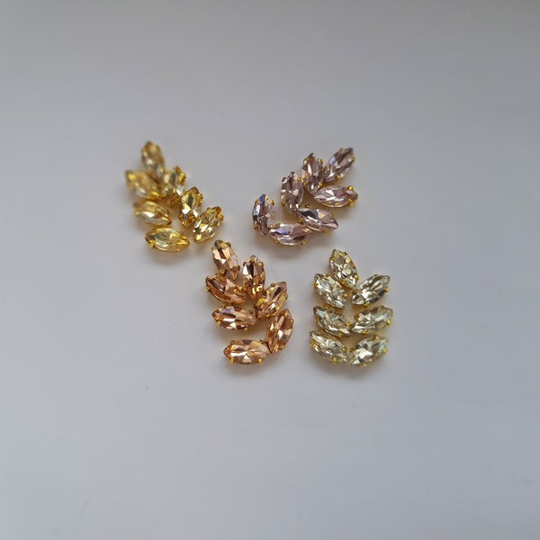 Strass en verre avec griffes en or, base en or, coudre sur des perles de strass, coudre sur des pierres pour bijoux de vêtements